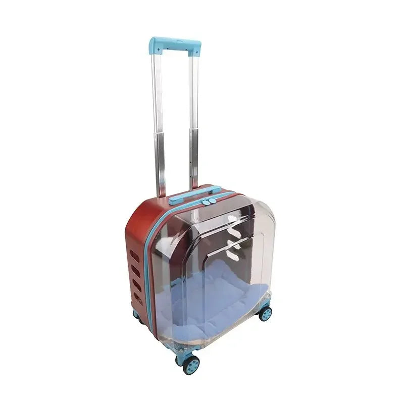 Dog Suitcase Large Capacity Car Trolley Case Transparent Dogs Space Capsule Portable Car for Outing